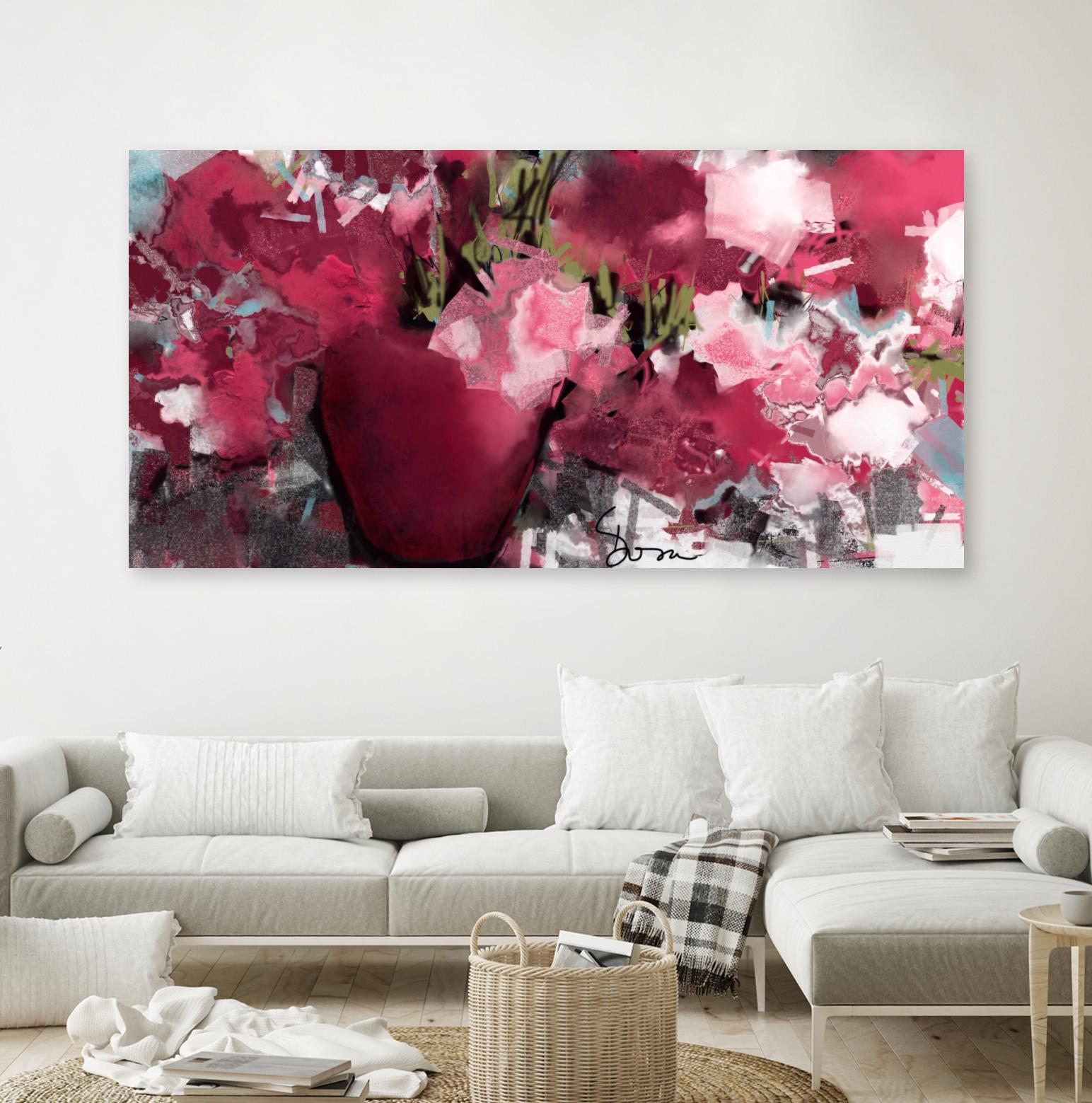 Purple flowers by Doris Savard on GIANT ART - grey abstract