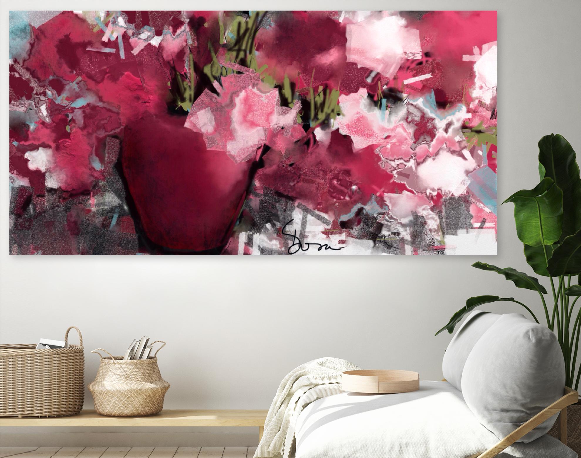 Purple flowers by Doris Savard on GIANT ART - grey abstract