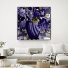 Dark blue flowers by Doris Savard on GIANT ART - grey abstract