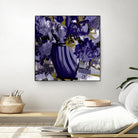 Dark blue flowers by Doris Savard on GIANT ART - grey abstract