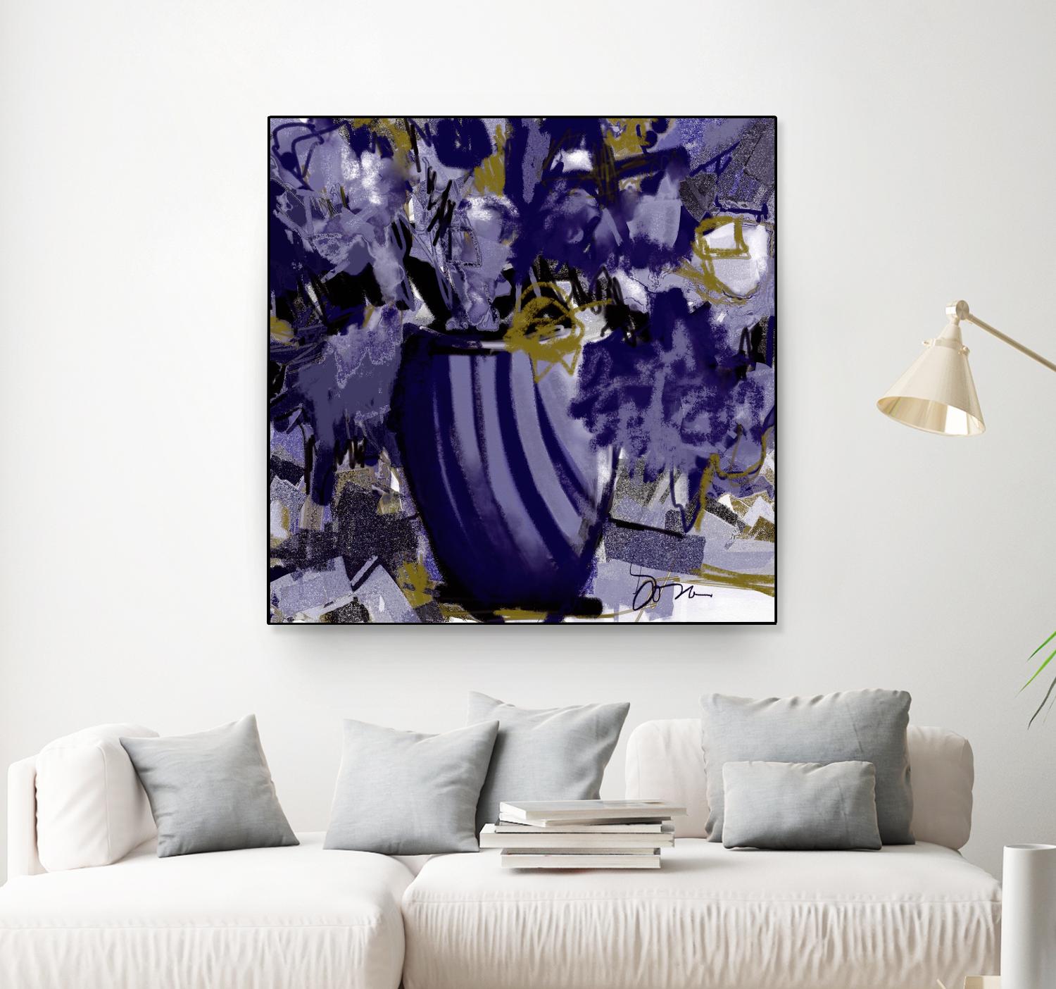 Dark blue flowers by Doris Savard on GIANT ART - grey abstract