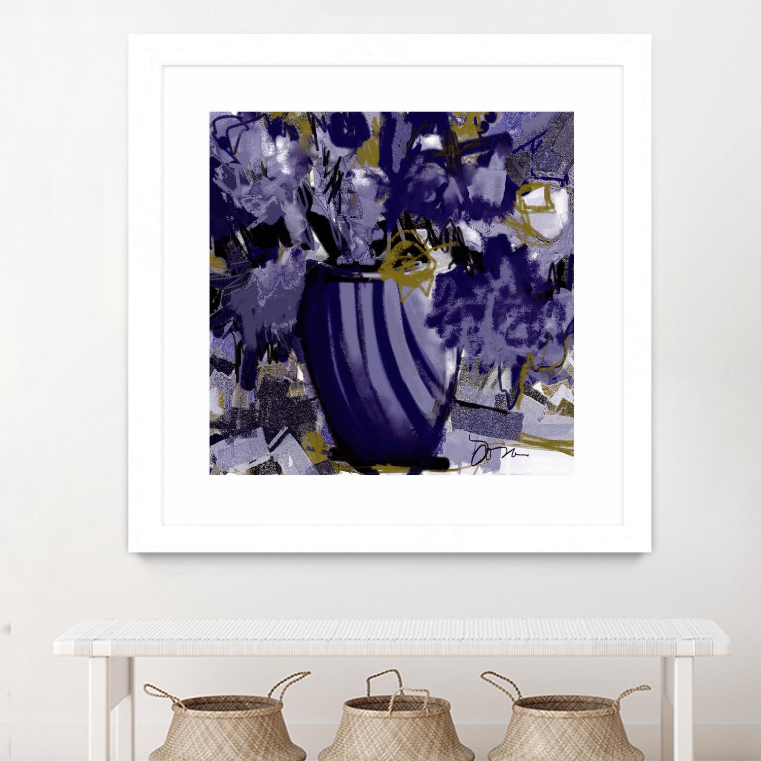 Dark blue flowers by Doris Savard on GIANT ART - grey abstract