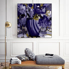 Dark blue flowers by Doris Savard on GIANT ART - grey abstract