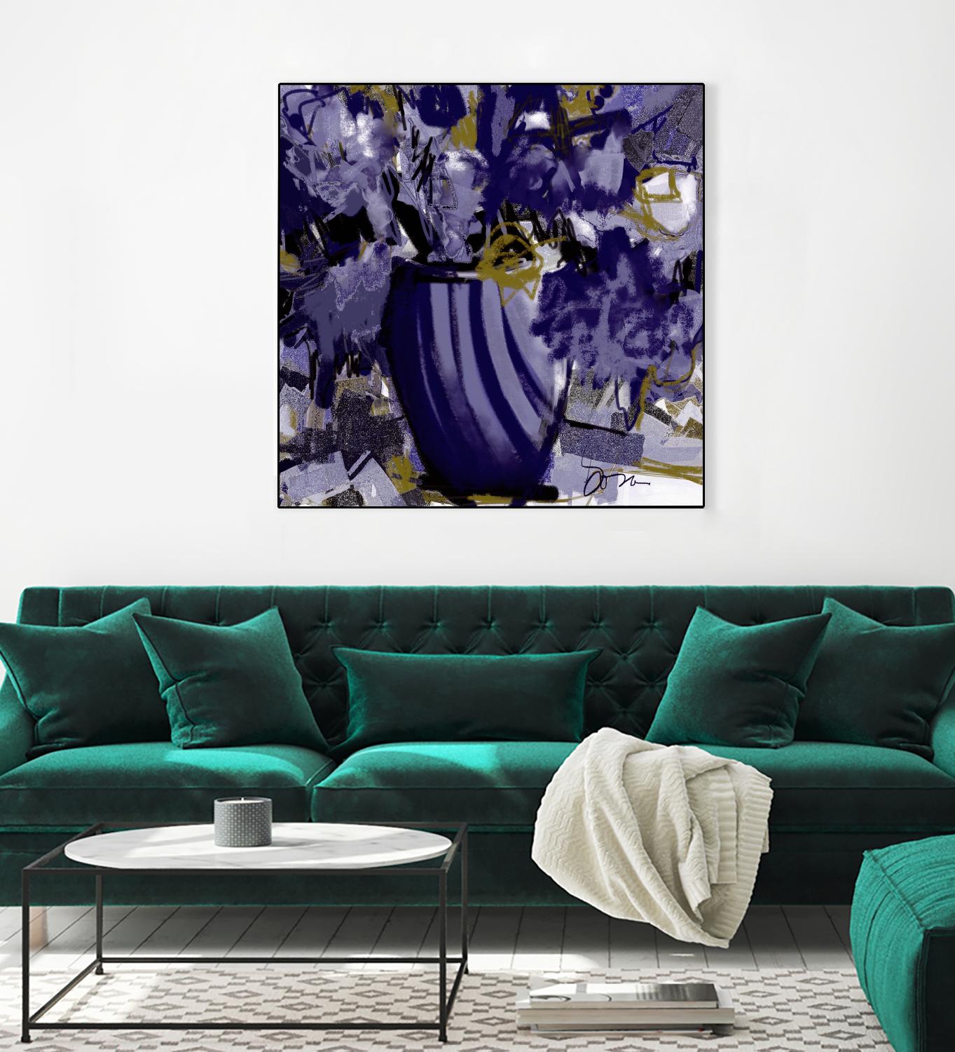 Dark blue flowers by Doris Savard on GIANT ART - grey abstract