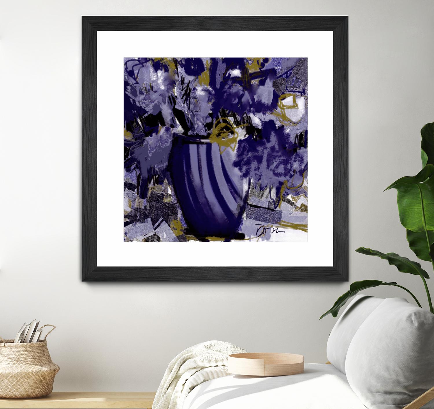 Dark blue flowers by Doris Savard on GIANT ART - grey abstract