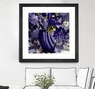 Dark blue flowers by Doris Savard on GIANT ART - grey abstract