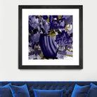 Dark blue flowers by Doris Savard on GIANT ART - grey abstract