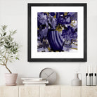 Dark blue flowers by Doris Savard on GIANT ART - grey abstract
