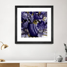 Dark blue flowers by Doris Savard on GIANT ART - grey abstract