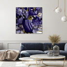 Dark blue flowers by Doris Savard on GIANT ART - grey abstract