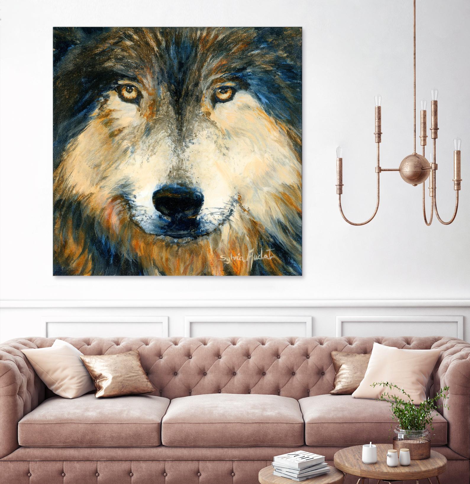Regard inquiet du loup by Sylvia Audet on GIANT ART - white animals