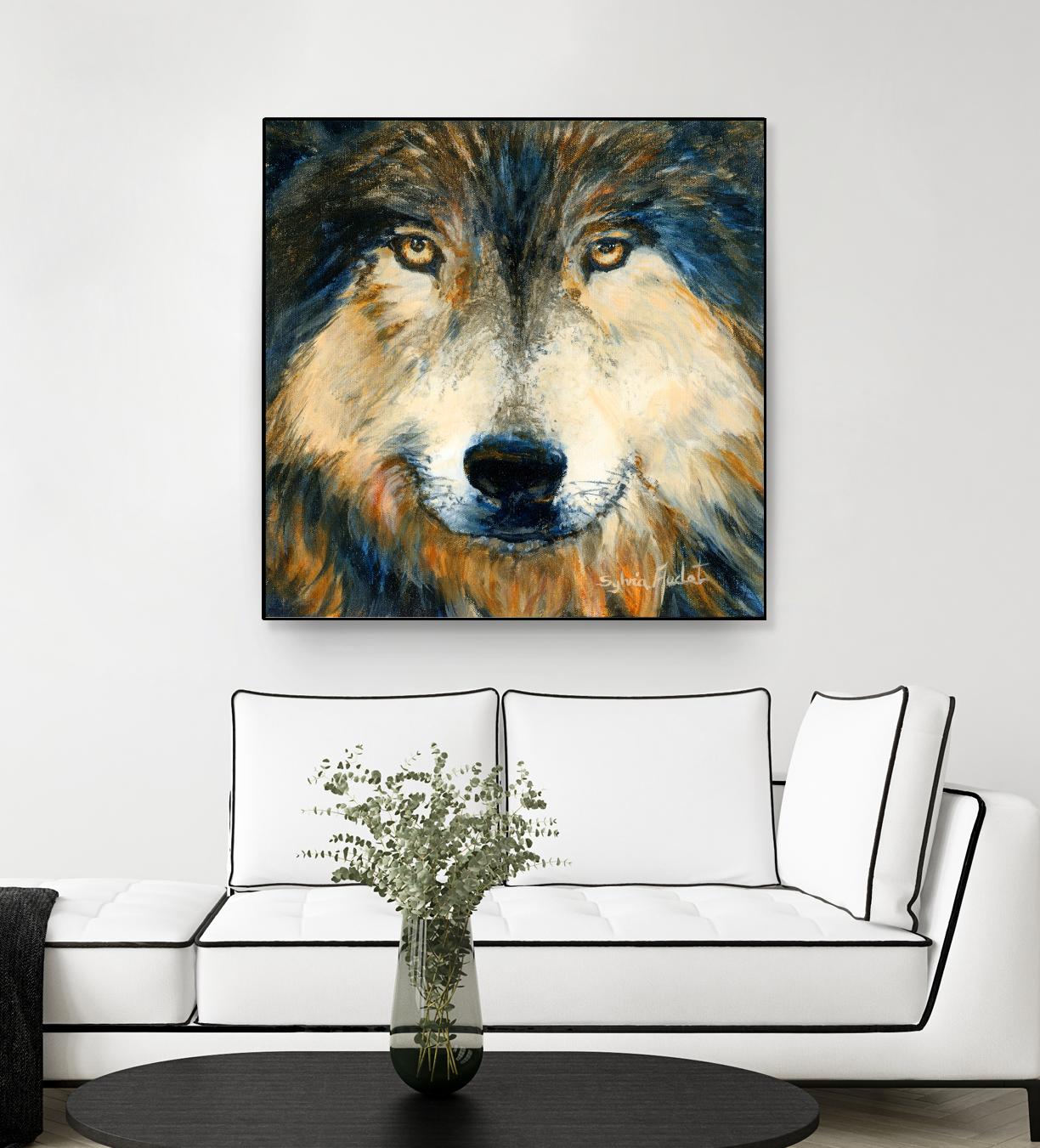 Regard inquiet du loup by Sylvia Audet on GIANT ART - white animals