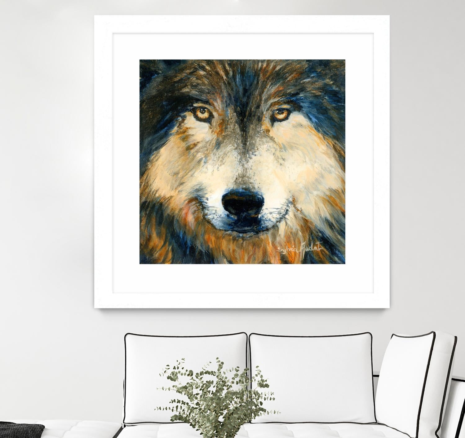 Regard inquiet du loup by Sylvia Audet on GIANT ART - white animals