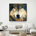 Regard inquiet du loup by Sylvia Audet on GIANT ART - white animals