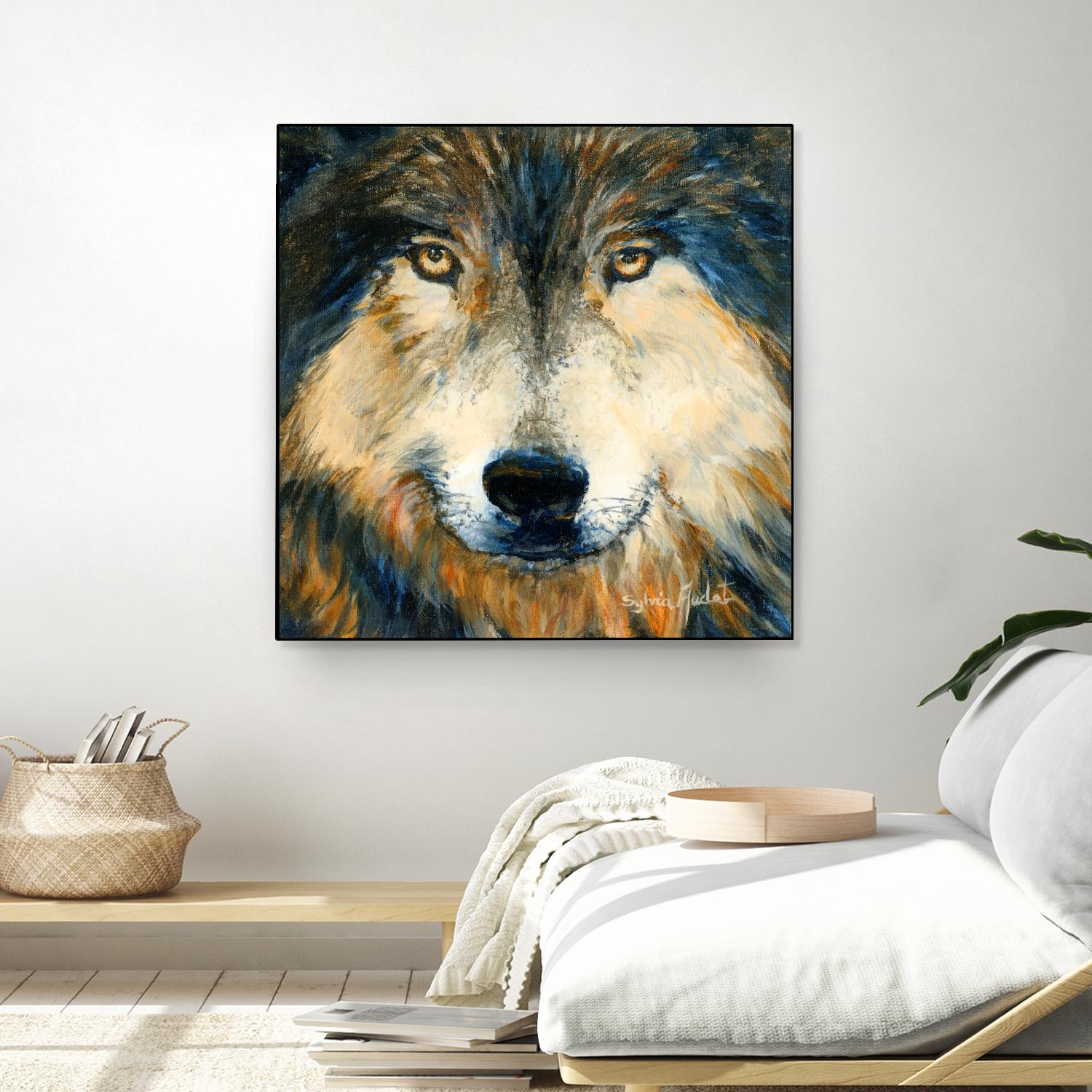 Regard inquiet du loup by Sylvia Audet on GIANT ART - white animals