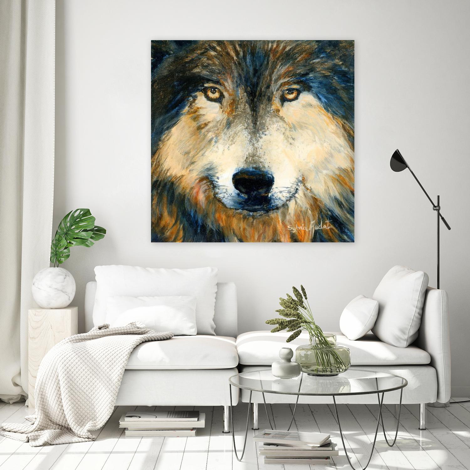 Regard inquiet du loup by Sylvia Audet on GIANT ART - white animals canadien