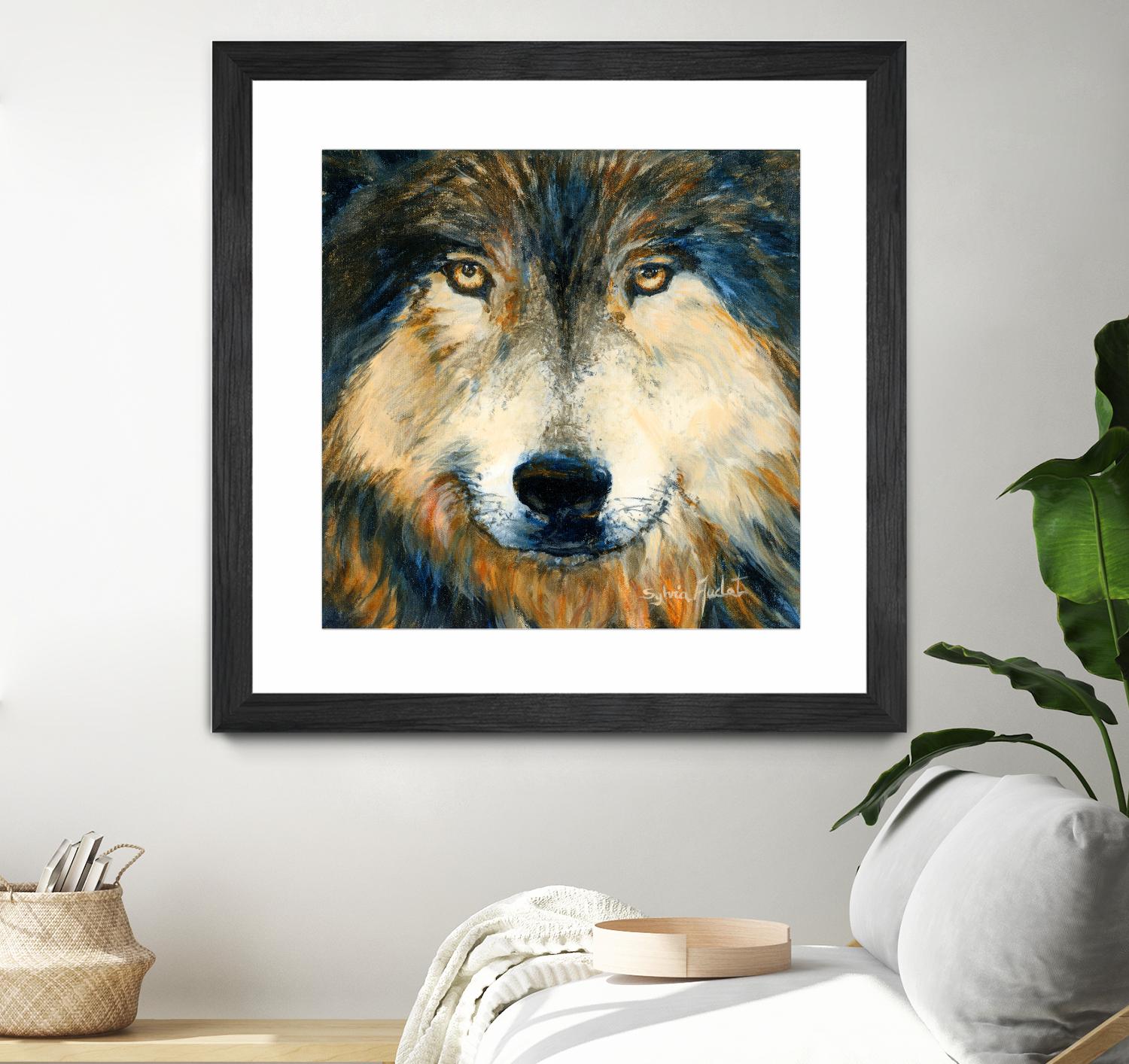 Regard inquiet du loup by Sylvia Audet on GIANT ART - white animals