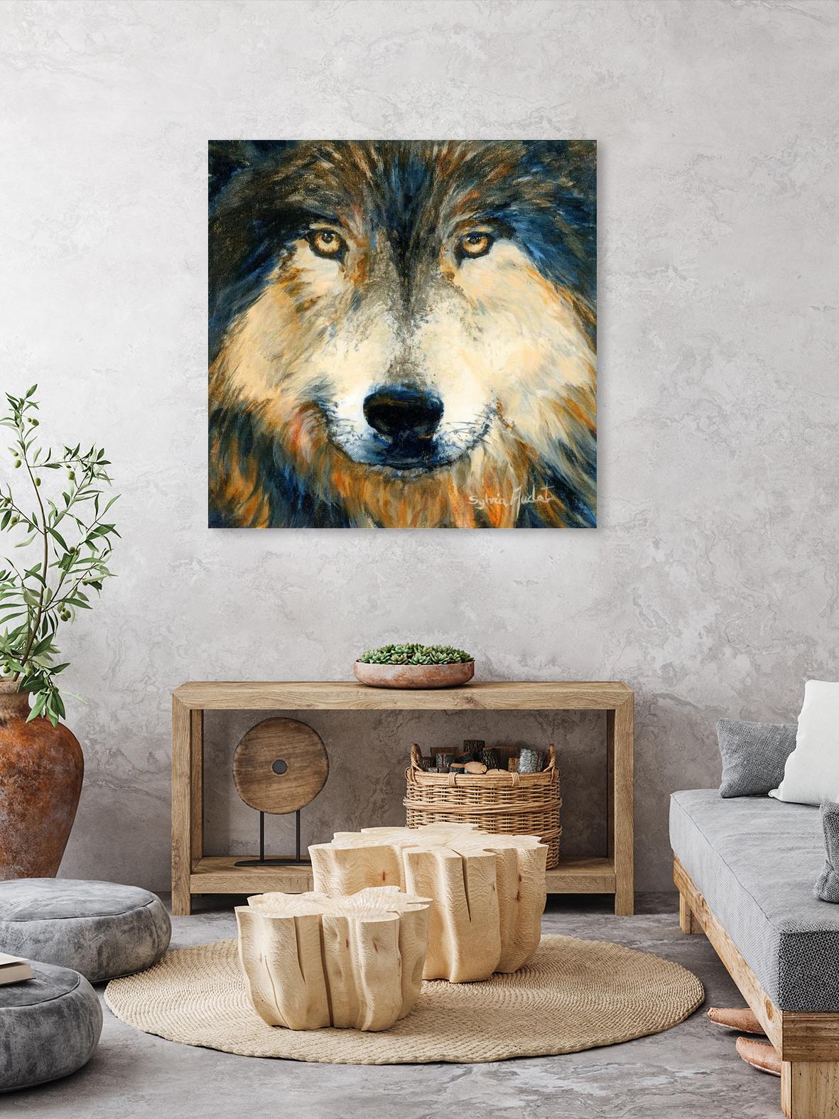 Regard inquiet du loup by Sylvia Audet on GIANT ART - white animals canadien