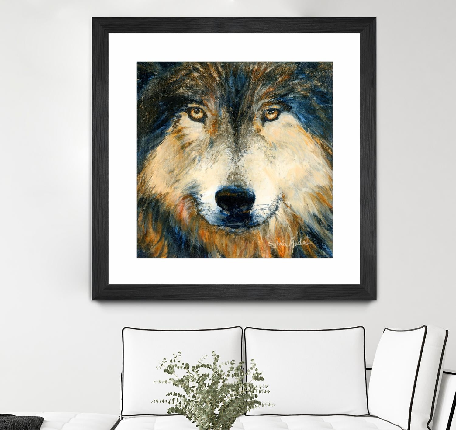 Regard inquiet du loup by Sylvia Audet on GIANT ART - white animals