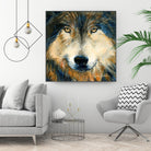 Regard inquiet du loup by Sylvia Audet on GIANT ART - white animals