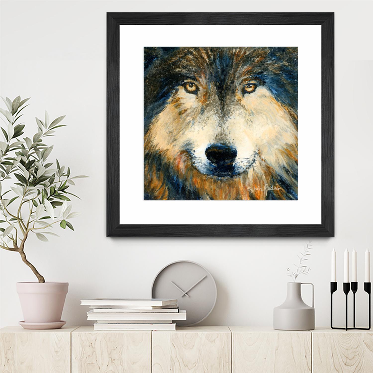 Regard inquiet du loup by Sylvia Audet on GIANT ART - white animals