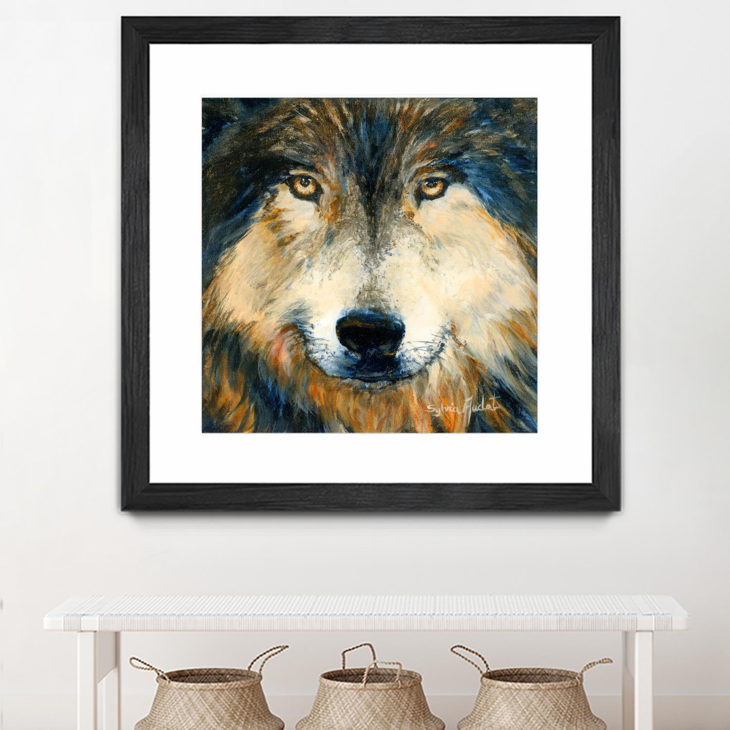 Regard inquiet du loup by Sylvia Audet on GIANT ART - white animals