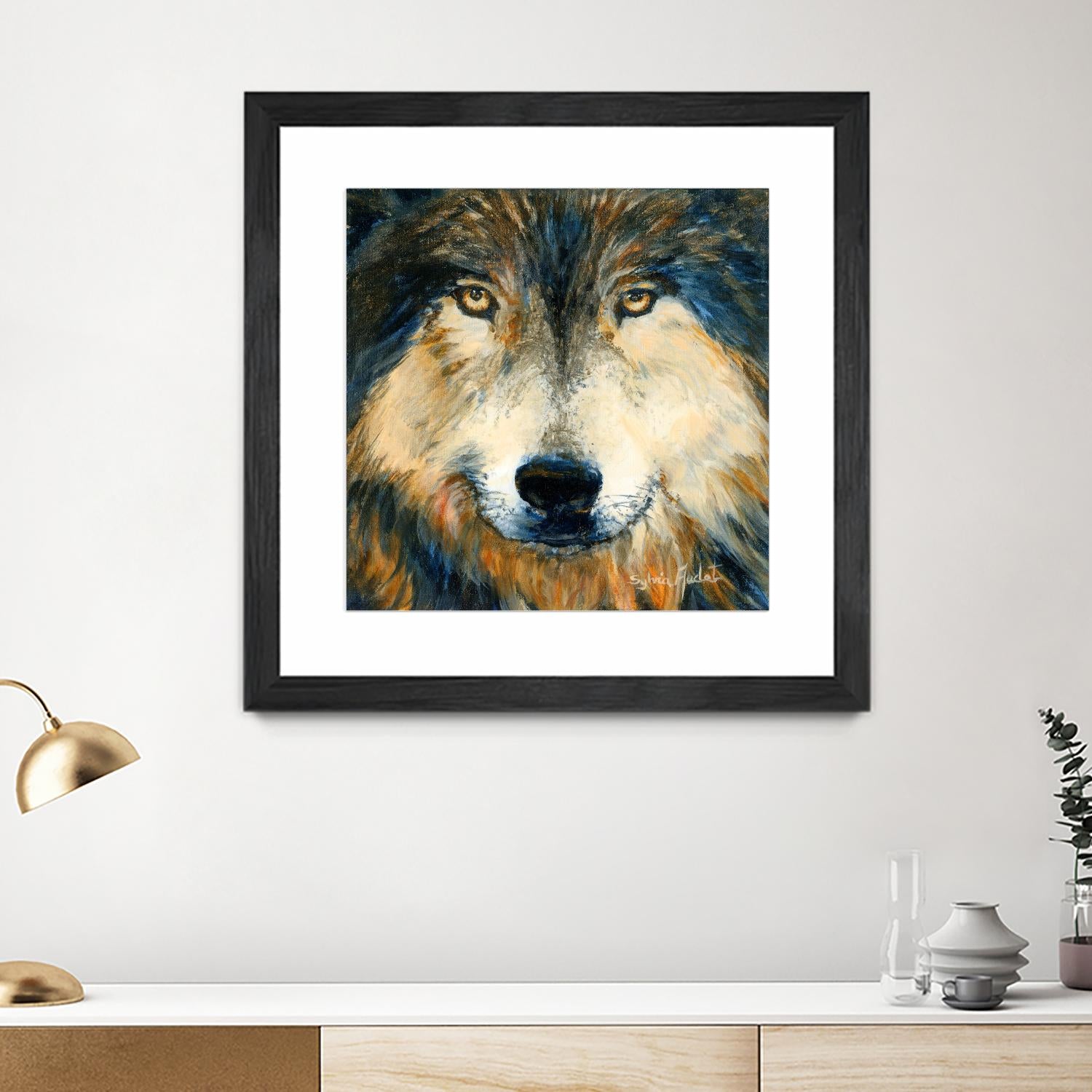 Regard inquiet du loup by Sylvia Audet on GIANT ART - white animals