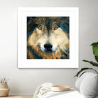 Regard inquiet du loup by Sylvia Audet on GIANT ART - white animals