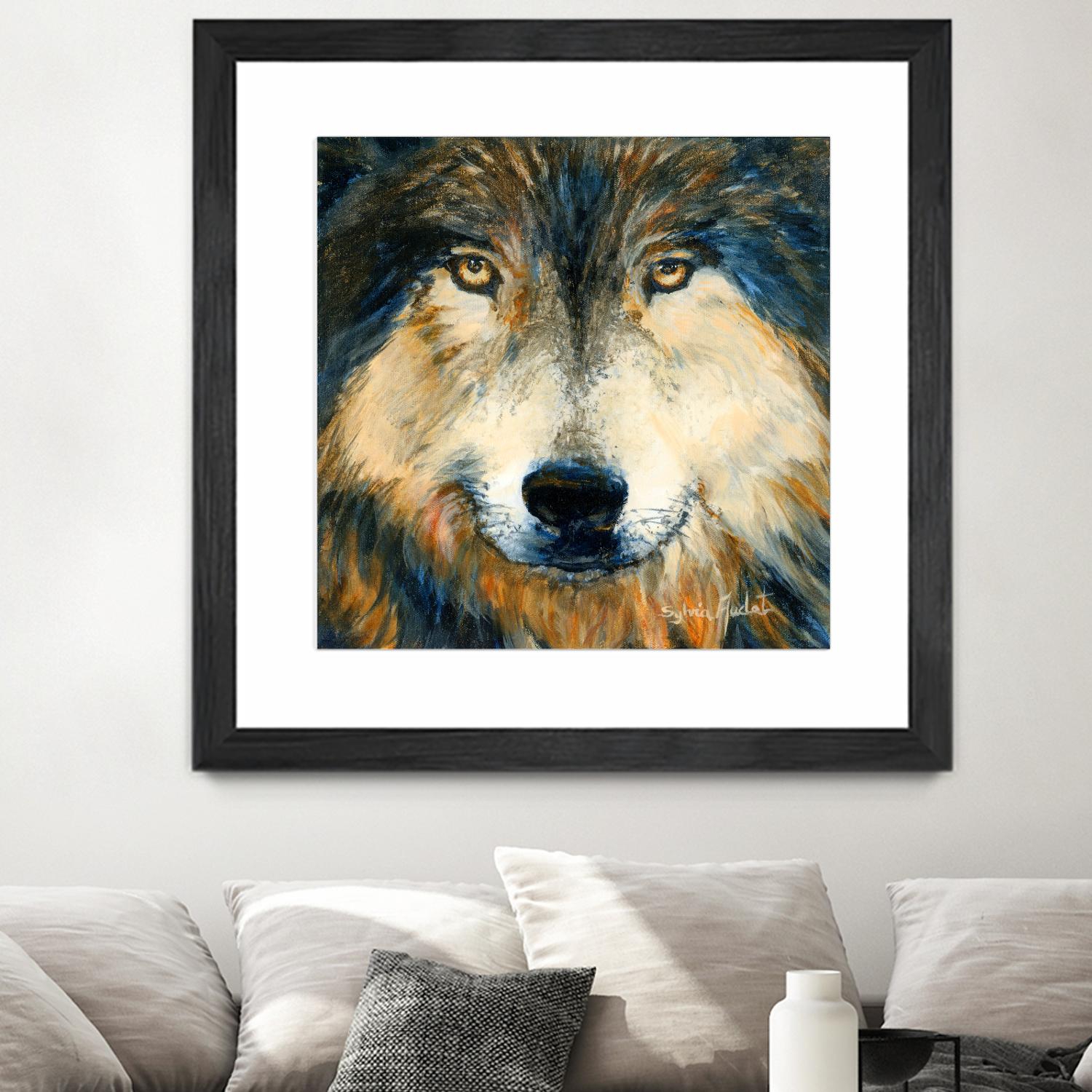 Regard inquiet du loup by Sylvia Audet on GIANT ART - white animals