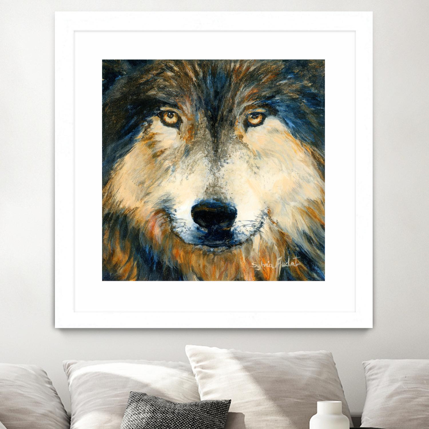 Regard inquiet du loup by Sylvia Audet on GIANT ART - white animals