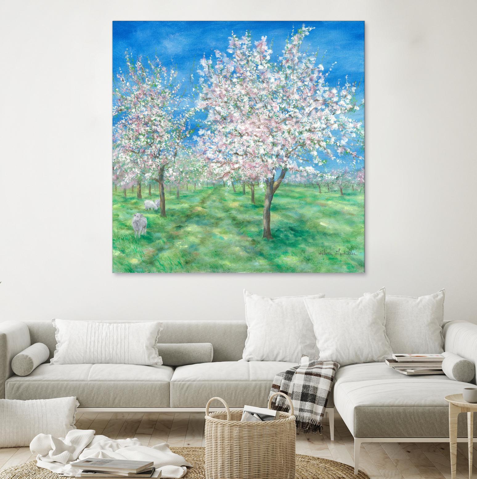 Le Verger en fleurs by Hélène Léveillée on GIANT ART - green landscape arbre en fleur