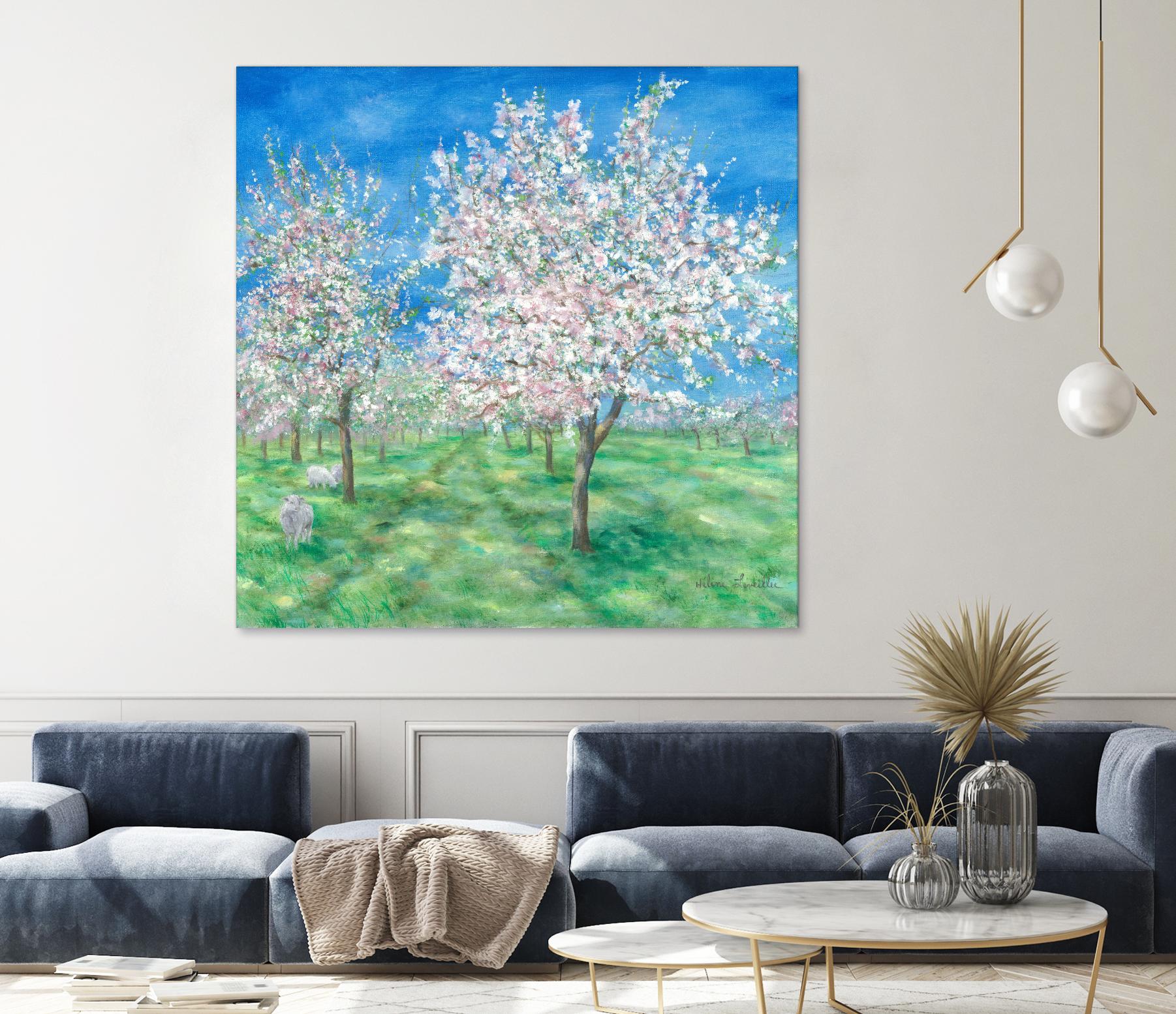 Le Verger en fleurs by Hélène Léveillée on GIANT ART - green landscape arbre en fleur