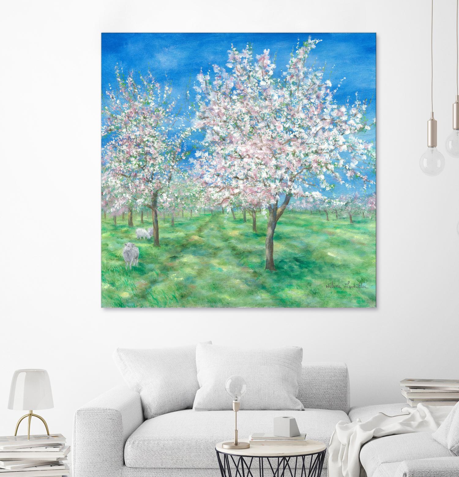 Le Verger en fleurs by Hélène Léveillée on GIANT ART - green landscape arbre en fleur