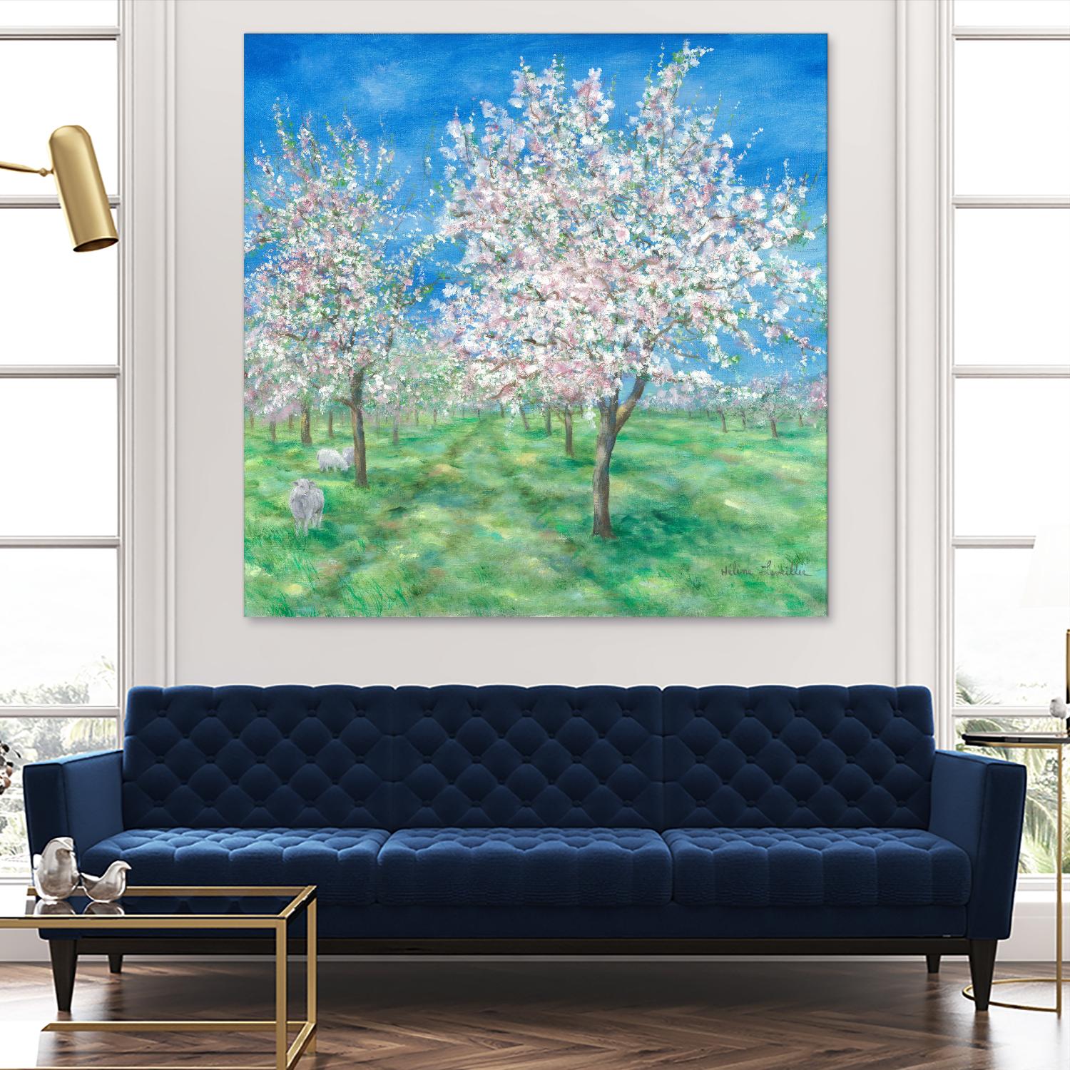 Le Verger en fleurs by Hélène Léveillée on GIANT ART - green landscape arbre en fleur