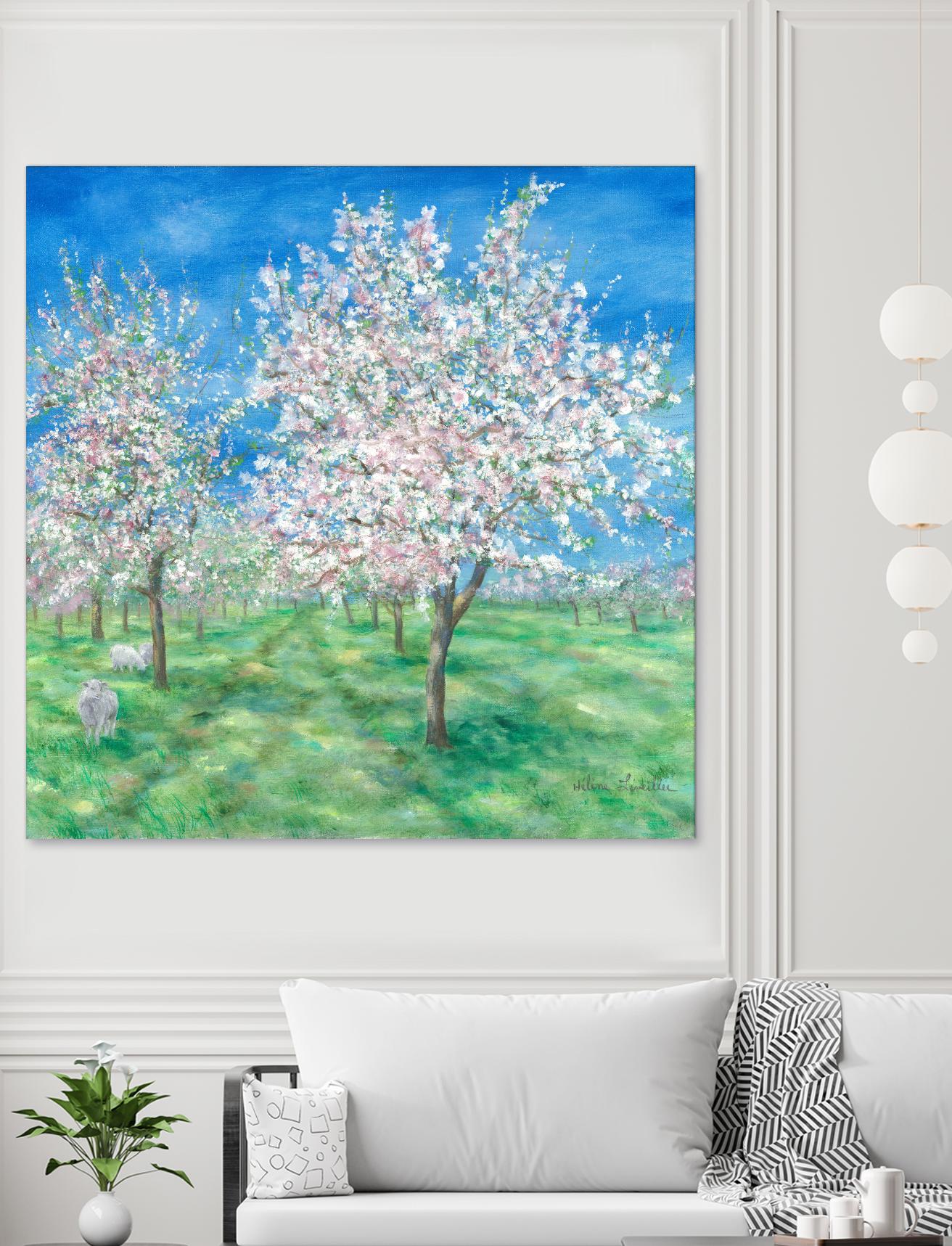 Le Verger en fleurs by Hélène Léveillée on GIANT ART - green landscape arbre en fleur