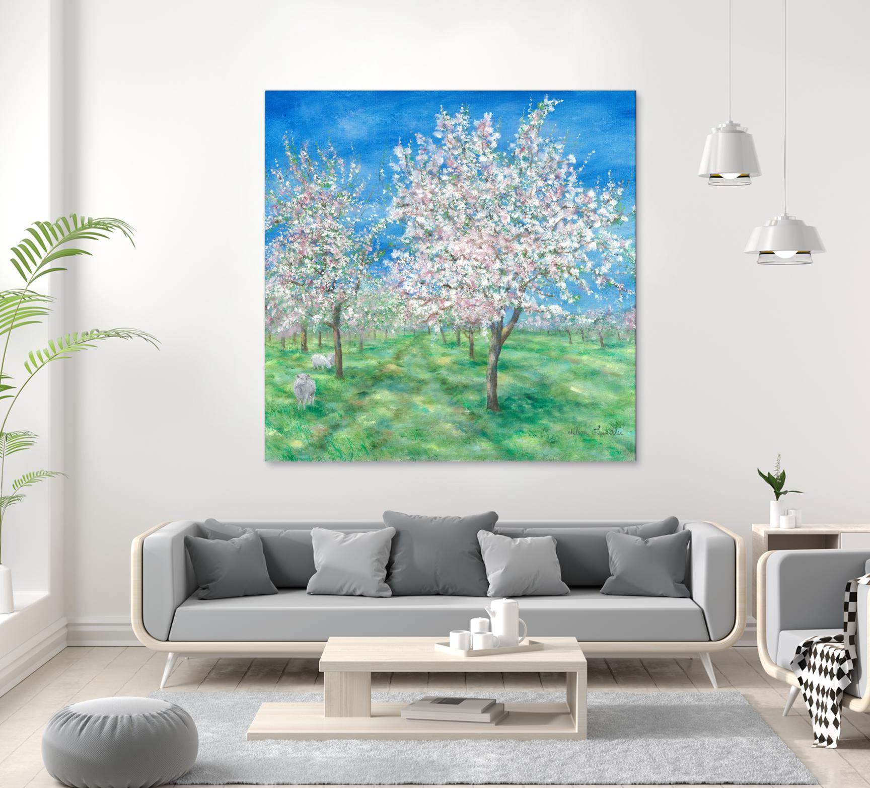 Le Verger en fleurs by Hélène Léveillée on GIANT ART - green landscape arbre en fleur