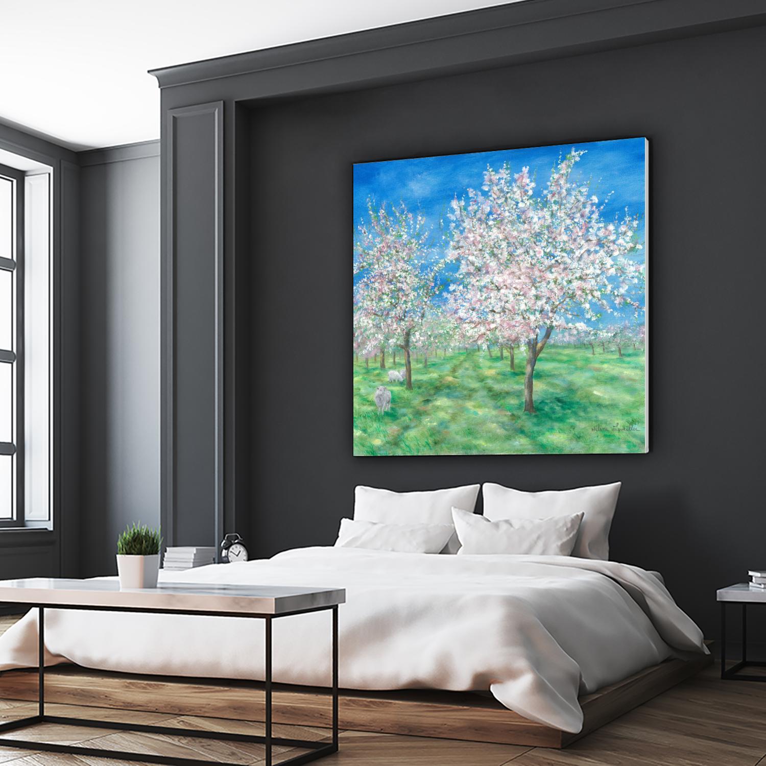 Le Verger en fleurs by Hélène Léveillée on GIANT ART - green landscape arbre en fleur