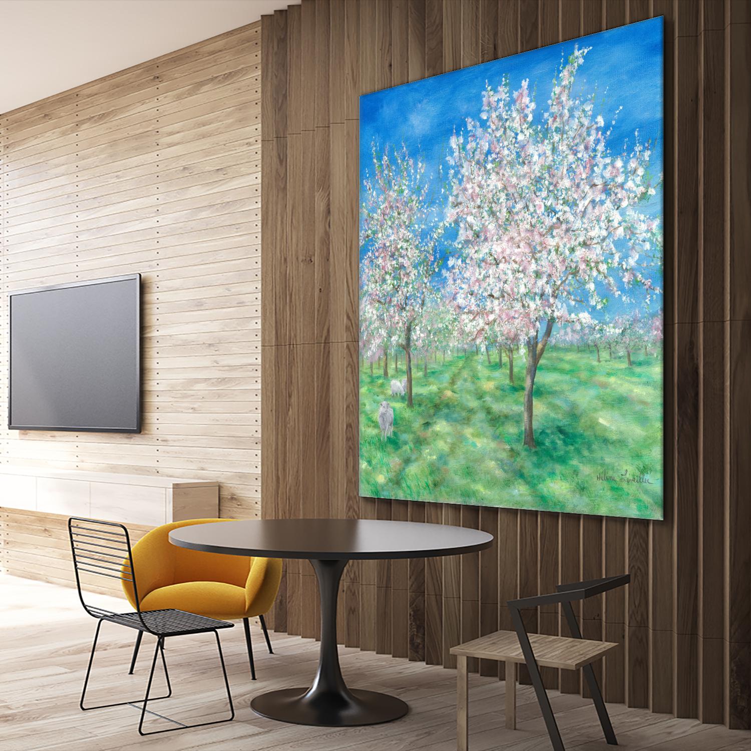 Le Verger en fleurs by Hélène Léveillée on GIANT ART - green landscape arbre en fleur