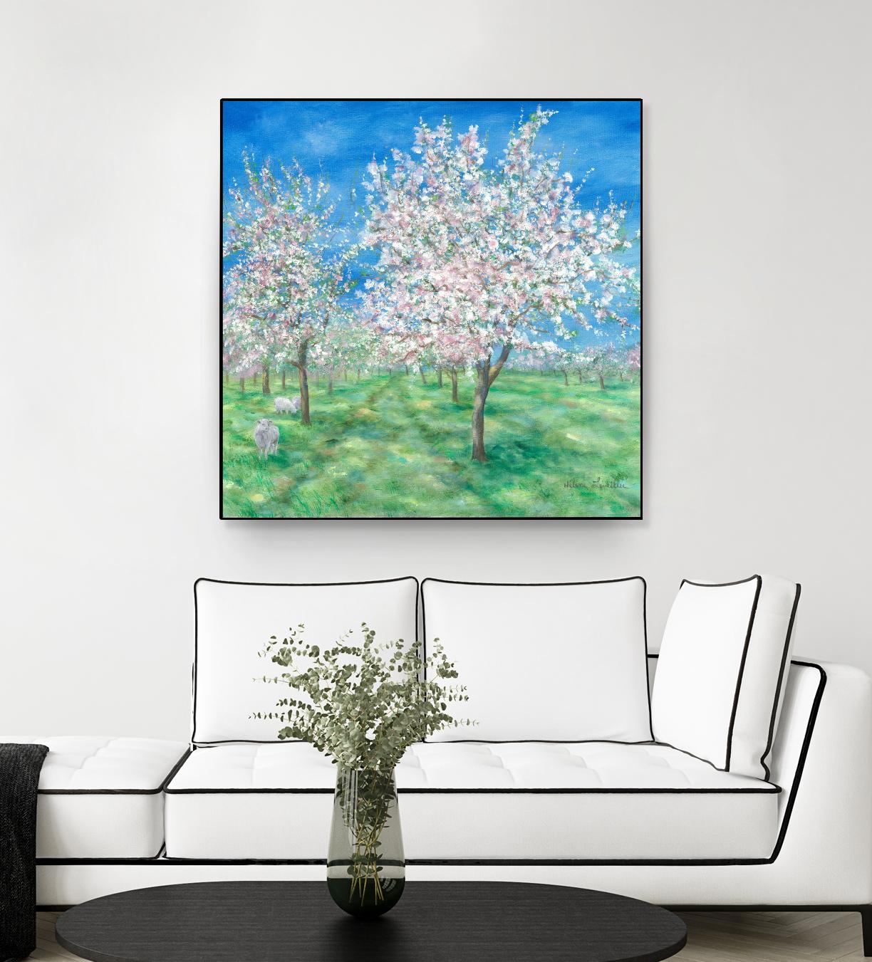 Le Verger en fleurs by Hélène Léveillée on GIANT ART - green landscape arbre en fleur