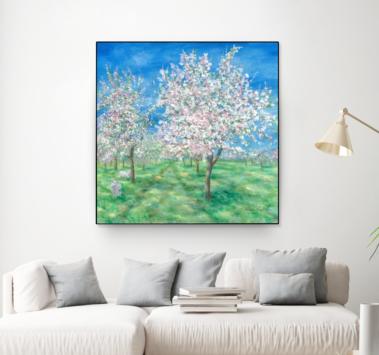 Le Verger en fleurs by Hélène Léveillée on GIANT ART - green landscape arbre en fleur