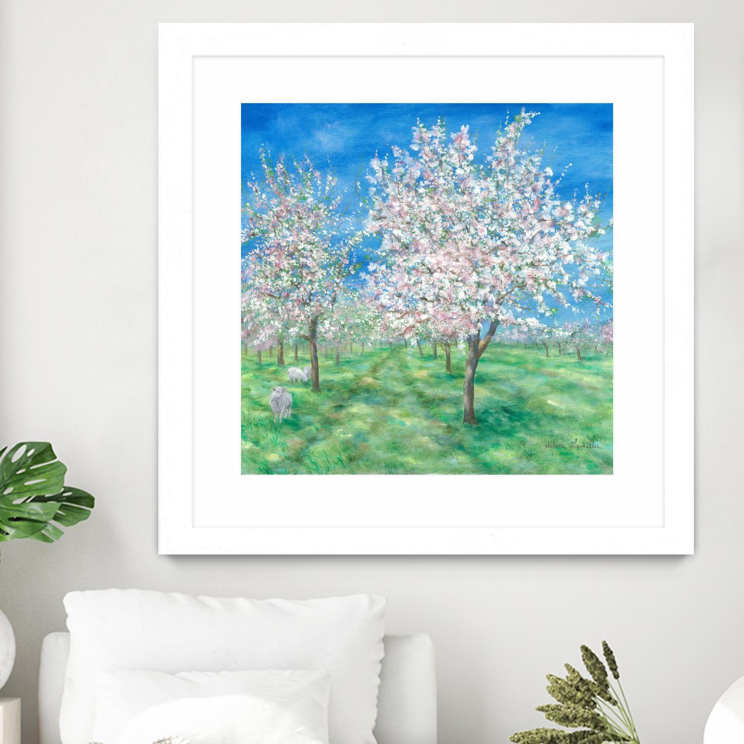 Le Verger en fleurs by Hélène Léveillée on GIANT ART - green landscape arbre en fleur