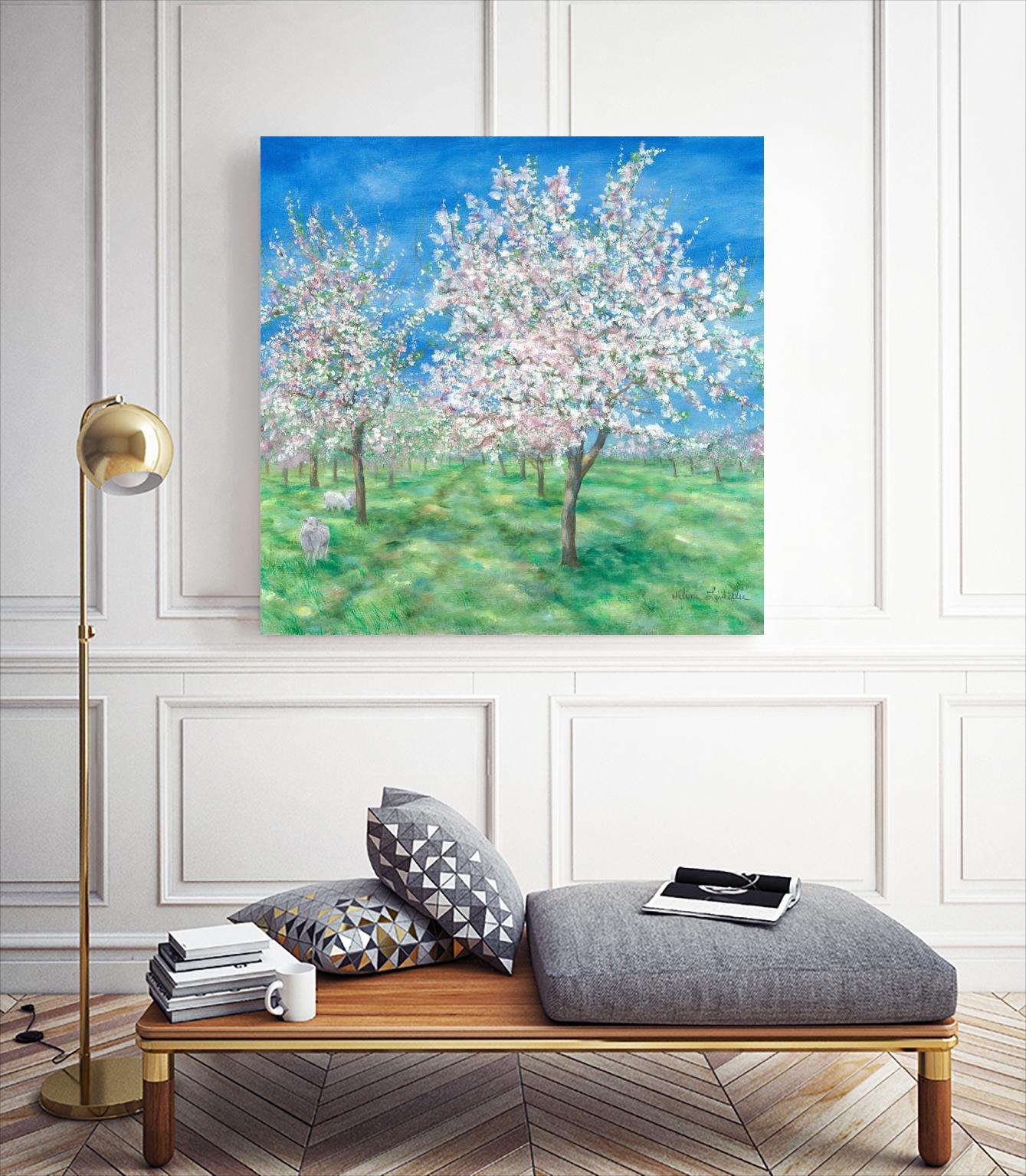 Le Verger en fleurs by Hélène Léveillée on GIANT ART - green landscape arbre en fleur