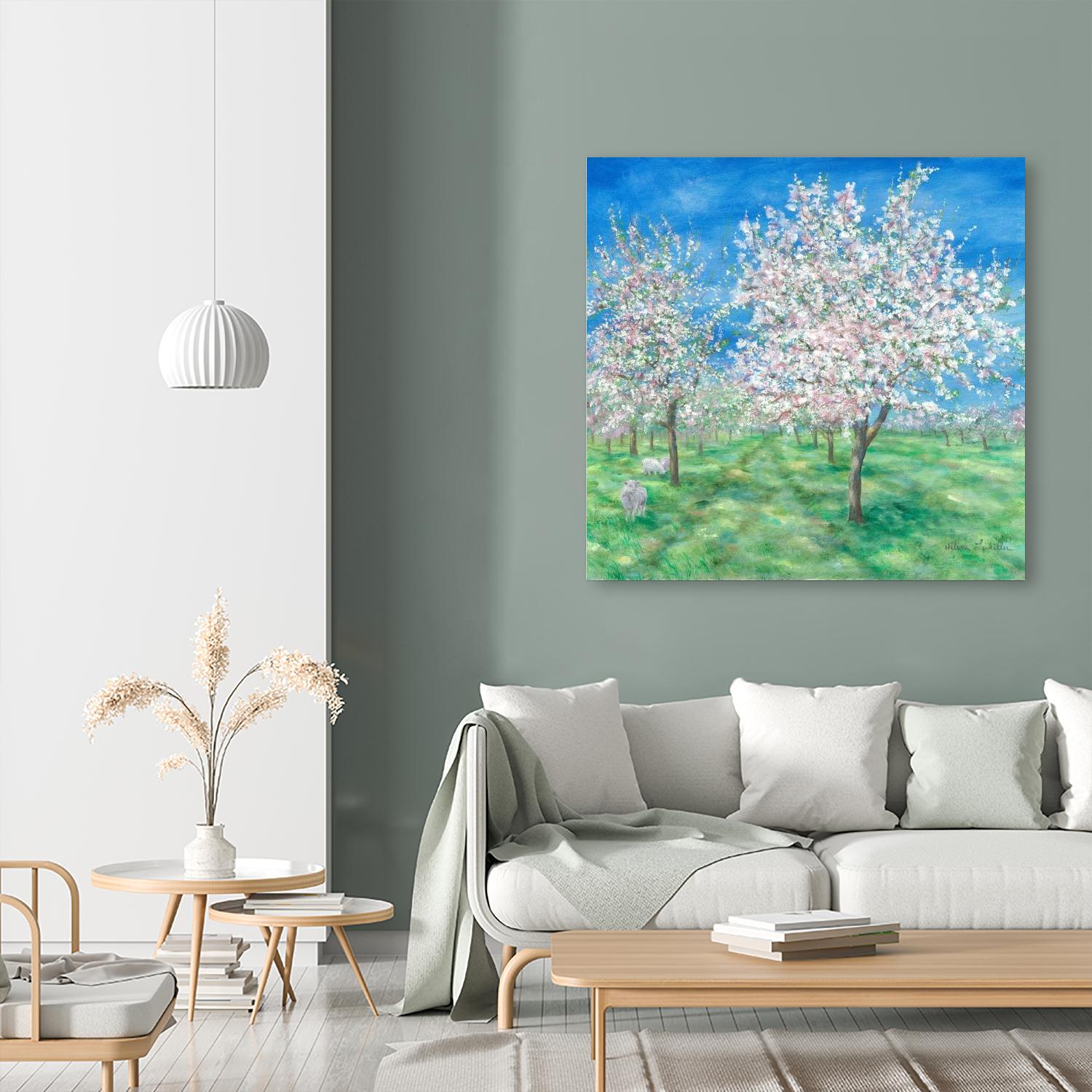 Le Verger en fleurs by Hélène Léveillée on GIANT ART - green landscape arbre en fleur