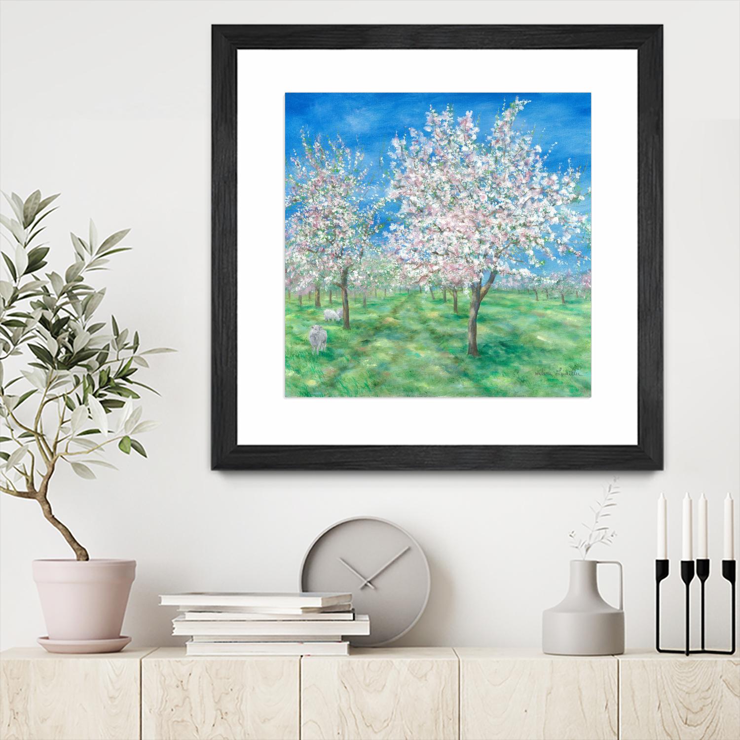 Le Verger en fleurs by Hélène Léveillée on GIANT ART - green landscape arbre en fleur