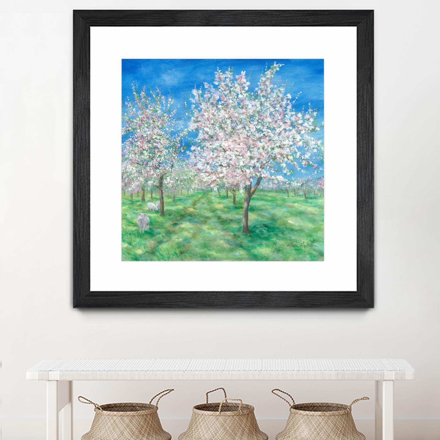 Le Verger en fleurs by Hélène Léveillée on GIANT ART - green landscape arbre en fleur