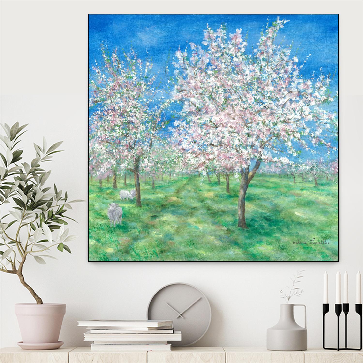 Le Verger en fleurs by Hélène Léveillée on GIANT ART - green landscape arbre en fleur