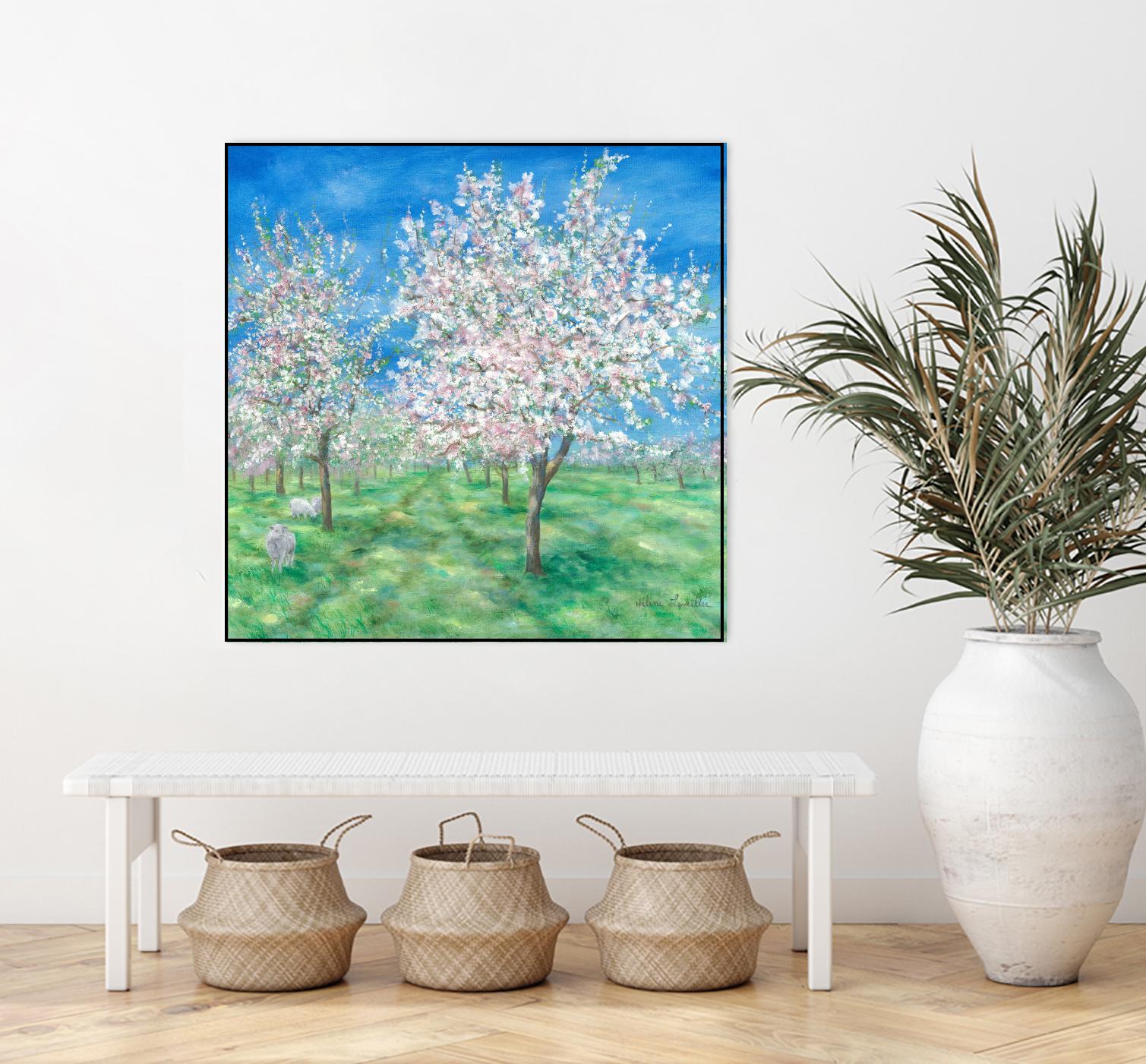 Le Verger en fleurs by Hélène Léveillée on GIANT ART - green landscape arbre en fleur