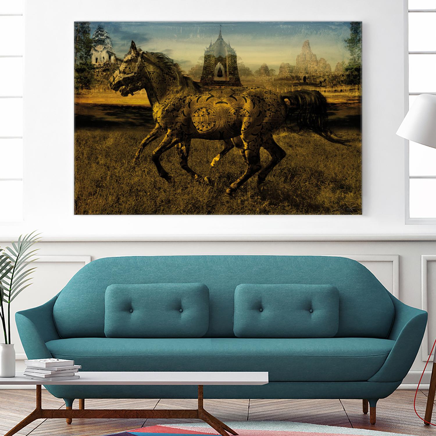 2 Horses by Daniel Stanford on GIANT ART - gold animals exotique