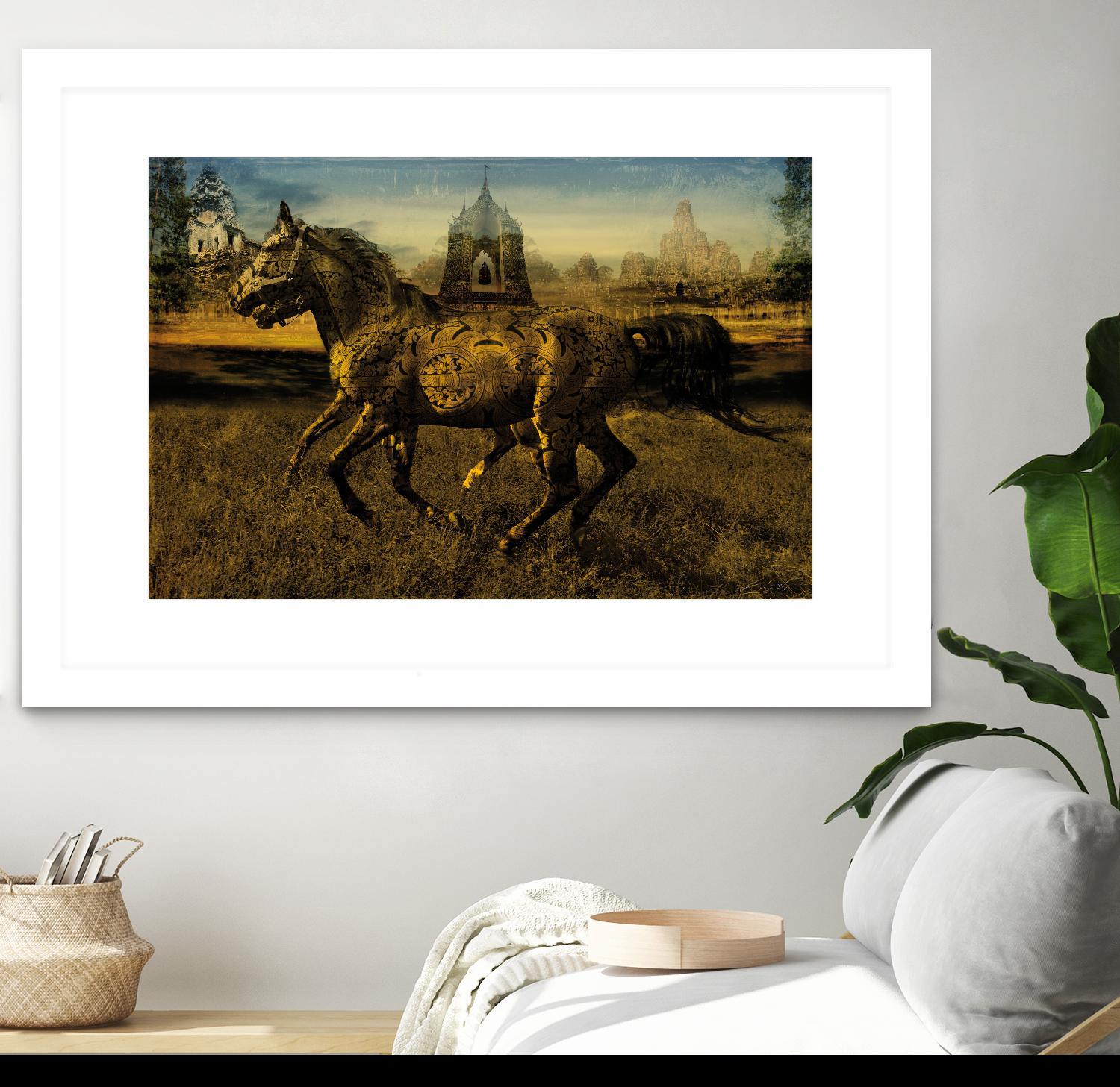 2 Horses by Daniel Stanford on GIANT ART - gold animals exotique