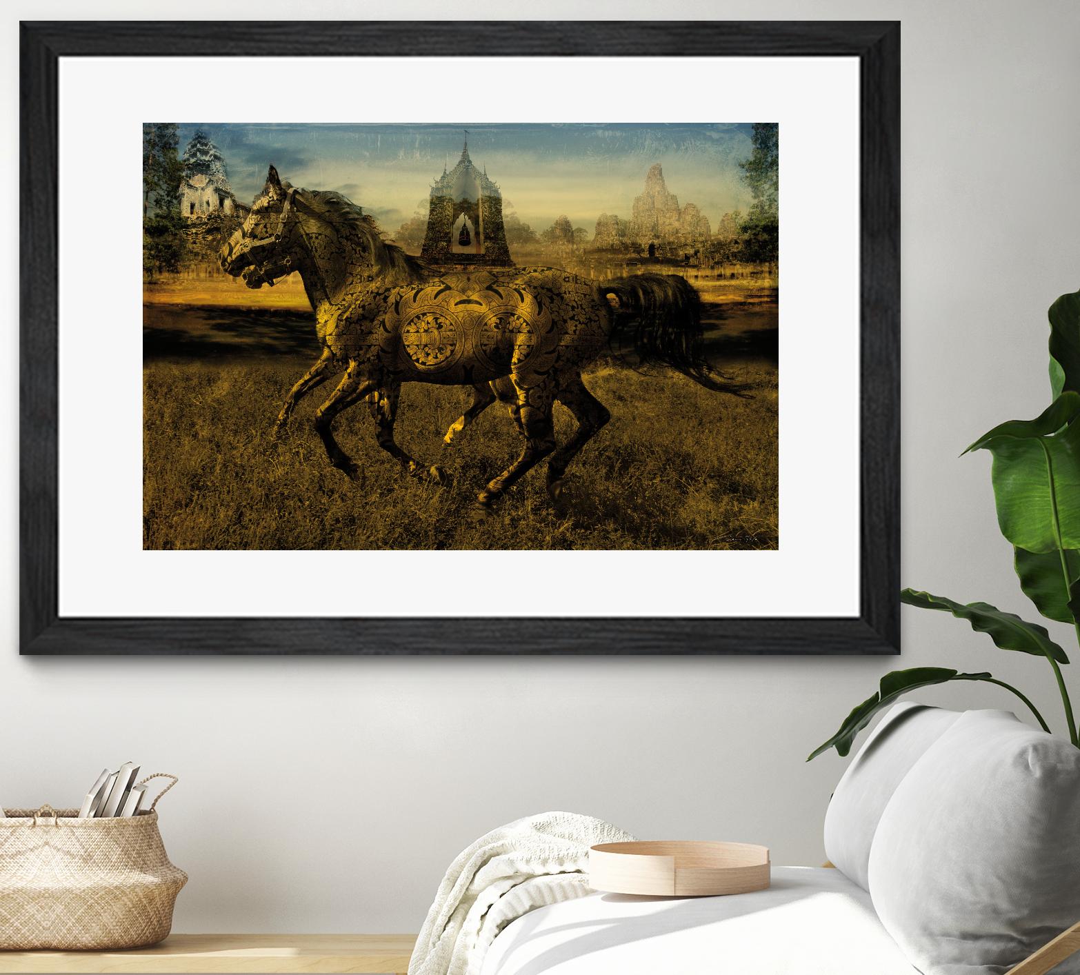 2 Horses by Daniel Stanford on GIANT ART - gold animals exotique